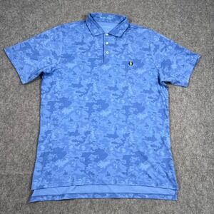 B Draddy Indigo Blue Tie Dye Jersey Gil Short Sleeve Polo Shirt Men's Size Large